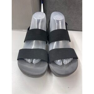 Clarks Cloudsteppers Arla Glison Black Elastic Strap Platform Sandals Womens 10